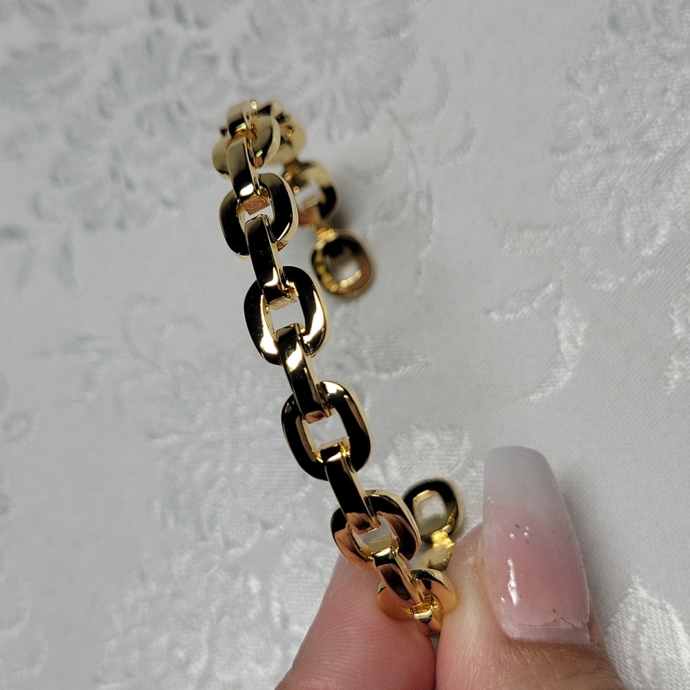 Adornia 14KGP Chain Link Cuff Bracelet - Picture 2 of 7
